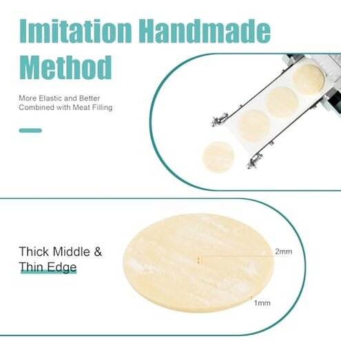 Commercial Electric Dumpling Skin Maker, 110V 140W Dumpling Wrappers Maker Wonton Dough Wrapper 50-60 Pieces/min, 3.15in Circular Mold, Automatic Dumpling Skin Processing Machine, Chaos Skin Machine