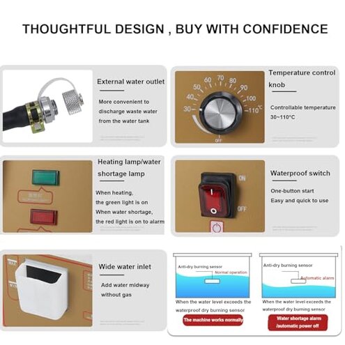 XQZMZSCP 2/4/6-Hole Electric Steamed Bun Machine, Commercial Electric Steamer, 30~110&deg;C Temperature, Independent Water Supply (4holes)