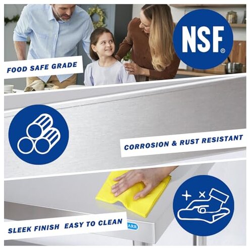 KUARBARR Stainless Steel Table for Prep & Work with 4 Caster Wheels with Adjustable Undershelf 24 x 30 NSF Metal Commercial Kitchen Worktable for Restaurant Home Outdoor