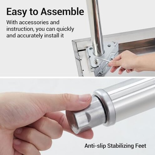 Atelicf All-Stainless Steel Prep Table, 30 X 48 Inches, with Rounded-Corner Backsplash and Adjustable Undershelf, Heavy-Duty for Outdoor Use,Restaurants,Hotels,Workshops,Kitchens,Gardens, and Garages