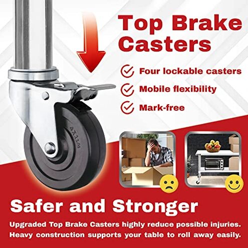 DuraSteel 30x24 NSF Stainless Steel Cart Work Table - Heavy Duty Rolling Food Prep Table - Metal Utility Cart on Wheels Caster, Grill Stand Microwave Outdoor Kitchen Tables Countertop Island Large Top