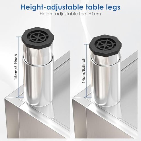 PulseFay Stainless Steel Work Table with Cabinet 39"x20",Commercial Kitchen Workbench with Sliding Doors for Prep Work, Heavy Duty Prep Table for Restaurant,Garage,Warehouse