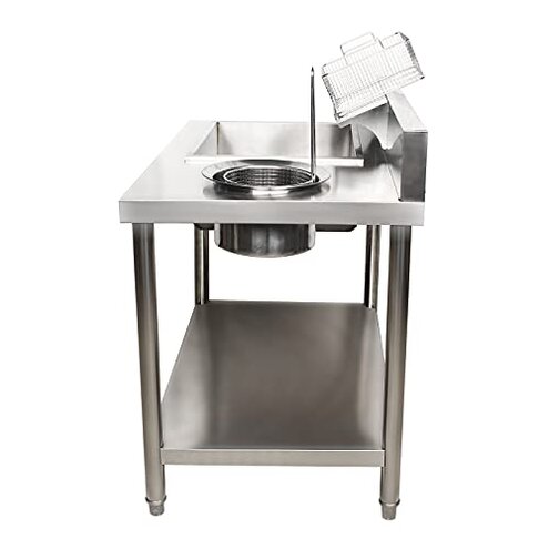 Commercial Fried Food Prep Table, Fried Chicken Breading Table Food Prep Breader Station Stainless Steel Fried Food Workstation with Basin and basket for Restaurant Kitchen, Fried Chicken Shops