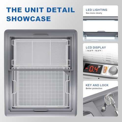 5.5 Cu.Ft Ice Cream Freezer Commercial 23 Inch Display Case Chest Freezers Restaurant Gelato Dipping Cabinet with 2 Large Displayed Baskets