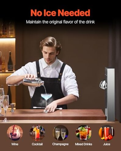 INNOVECO Glass Chiller &ndash; CO2 Glass Froster for Cups and Glasses &ndash; Instant Drink Chiller for Cocktail, Beer, Mixed Drinks, Wine &ndash; Glass Chiller for Bar, Restaurant, Kitchen.