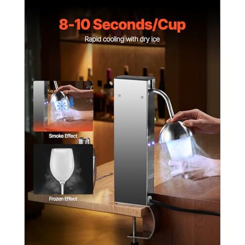 Instant Glass Froster Chiller,CO2 Powered,8-10 Seconds/Cup,for Wine,Cocktail,Champagne,Mixed Drinks and Juice.for Bar,Restaurant and Home Kitchen