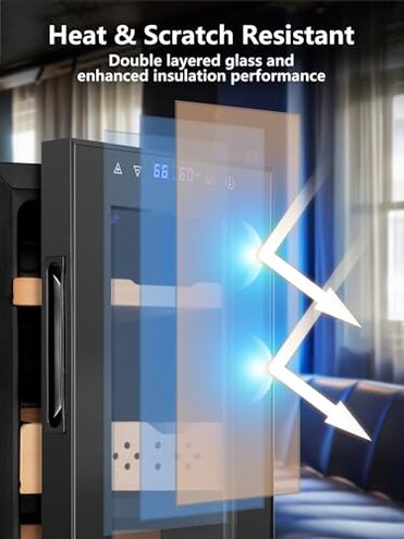 FoMup Electric Cooler Cabinet 35L with Temperature and Humidity Control, Spanish Cedar Wood Shelves and Safety Lock (270 Counts Capacity), Gift for Men