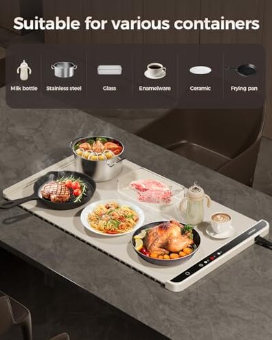 Warming Mat for Food,Food Warming Mat,Electric Warming Tray for Buffets Party and Home Daily Use,Heating Fastly in 10s,Portable Design,Timed Function for Your Family.