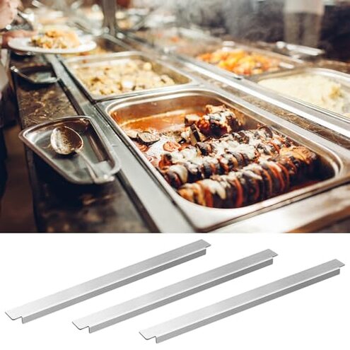 Lasnten 6 Pcs 20 Inch Stainless Steel Adaptor Bar Table Adapter Bar Long Divider Metal Food Divider for Restaurant Kitchen Food Service Accessories