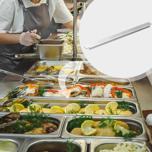 Lasnten 6 Pcs 20 Inch Stainless Steel Adaptor Bar Table Adapter Bar Long Divider Metal Food Divider for Restaurant Kitchen Food Service Accessories