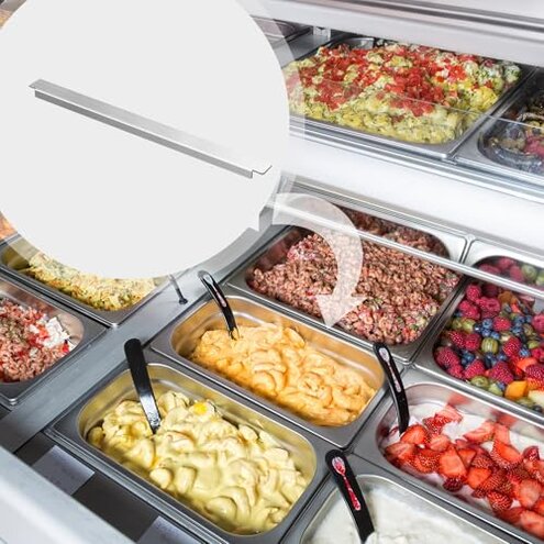 Lasnten 6 Pcs 20 Inch Stainless Steel Adaptor Bar Table Adapter Bar Long Divider Metal Food Divider for Restaurant Kitchen Food Service Accessories