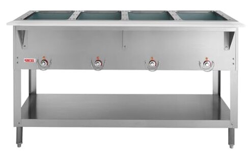 VEVOR 4-Pan Commercial Food Warmer, 24QT Electric Steam Table, 1200W Professional Countertop Stainless Steel Buffet Bain Marie with 86-185&deg;F Temp Control for Catering and Restaurants, Silver
