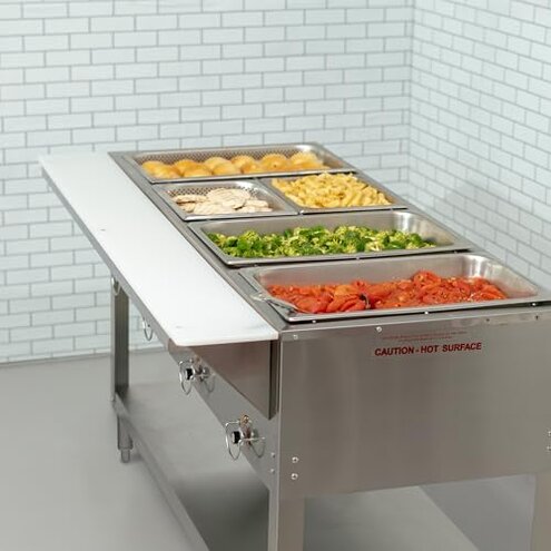 VEVOR 4-Pan Commercial Food Warmer, 24QT Electric Steam Table, 1200W Professional Countertop Stainless Steel Buffet Bain Marie with 86-185&deg;F Temp Control for Catering and Restaurants, Silver