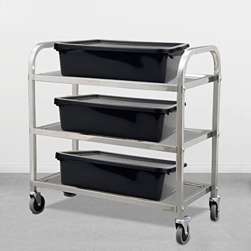 Pekky 13 L Food Service Bus Tubs with Lids, 3 Packs Commercial Tote Box, Black