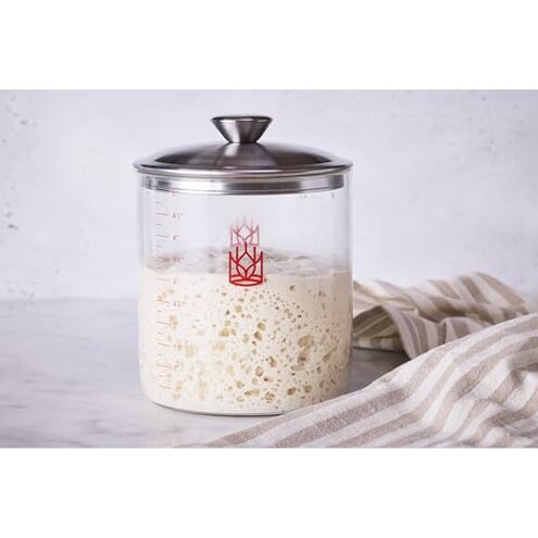 King Arthur Baking Company Glass Sourdough Crock with Lid, 1.5-Quart Capacity