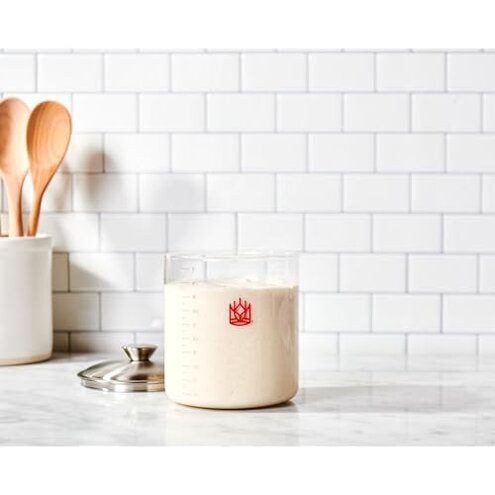 King Arthur Baking Company Glass Sourdough Crock with Lid, 1.5-Quart Capacity