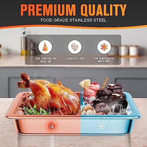 Hotel Pan, Full Size Steam Table Pan 4" Deep Stainless Steam Table Pan with Lid Full Size Food Pan 20.8" L x 13" W Anti Jam Stainless Steel Buffet Pan Commercial Stainless Steel Pan (4 Pack)