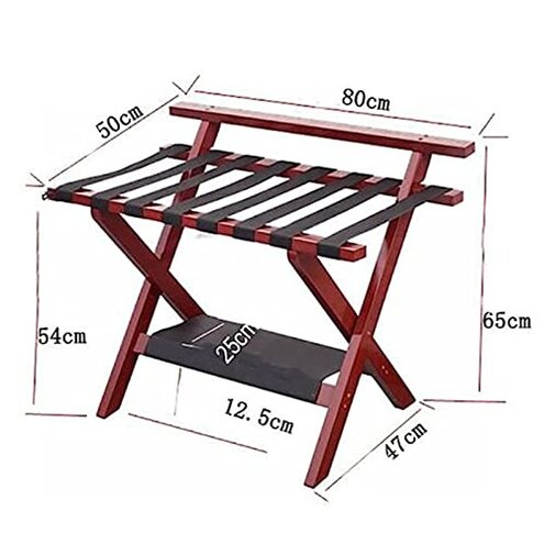 Smart FENDEE 2 Pack Luggage Rack, Folding Luggage Rack for Guest Room, Walnut Bamboo Suitcase Stand Holds up to 131 lb, Luggage Stand with Storage Shelf for Hotel, Bedroom