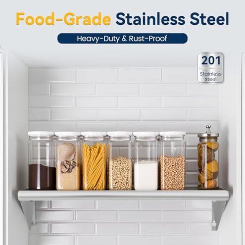 Chingoo Stainless Steel Shelf 12" x 24" - 2 Pack 250 lb Wall Mounted Commercial Stainless Steel Shelves Metal Shelving for Restaurant, Bar, Utility Room, Kitchen and Garage