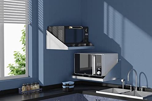 SWOTCATER Stainless Steel Microwave Shelf, 18"x24" 200 lb Heavy Duty Metal Appliance Wall Mount Floating Shelving, Commercial Microwave Rack for Kitchen, Restaurant and Hotel