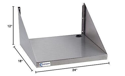 SWOTCATER Stainless Steel Microwave Shelf, 18"x24" 200 lb Heavy Duty Metal Appliance Wall Mount Floating Shelving, Commercial Microwave Rack for Kitchen, Restaurant and Hotel