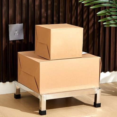 MorningRo 2 Pack Dunnage Rack 13.8" Long x 13.8" Wide, 3.9" Height Stainless Steel Shelf 1000+ Pound Capacity Commercial Food Floor Rack for Restaurants Kitchens Garages and Vehicles