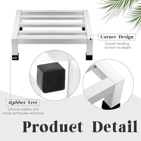 MorningRo 2 Pack Dunnage Rack 13.8" Long x 13.8" Wide, 3.9" Height Stainless Steel Shelf 1000+ Pound Capacity Commercial Food Floor Rack for Restaurants Kitchens Garages and Vehicles