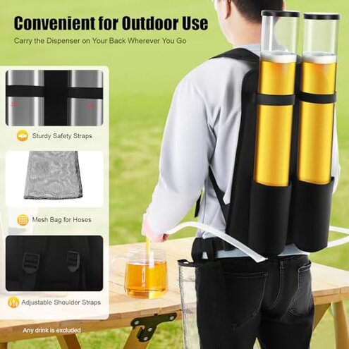 Dual Tank Double Drink Dispenser,Beverage Dispenser Backpack Beer liquid Shot Gun for Club Bar Party Beer Tool,Portable Dual Barrel Beverage Liquid Liquor Beer Backpack Dispenser 3L + 3L