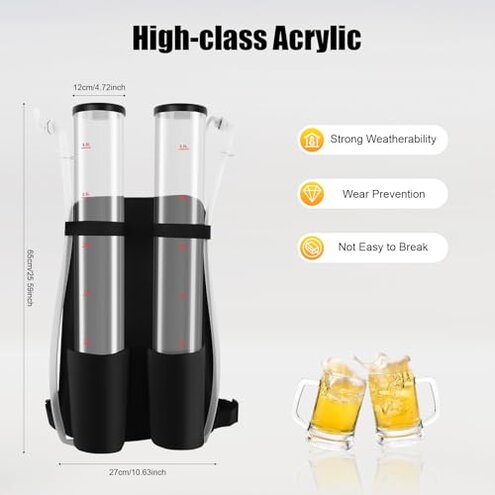 Dual Tank Double Drink Dispenser,Beverage Dispenser Backpack Beer liquid Shot Gun for Club Bar Party Beer Tool,Portable Dual Barrel Beverage Liquid Liquor Beer Backpack Dispenser 3L + 3L