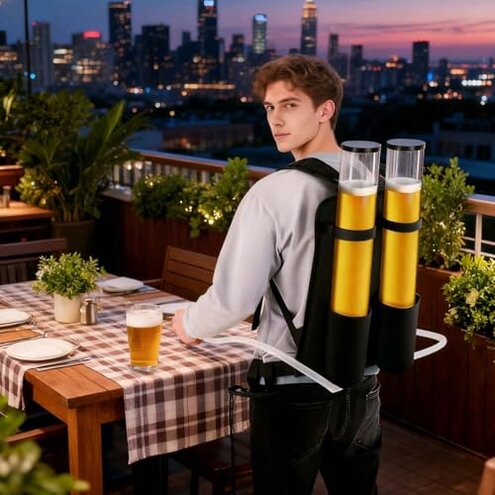 Dual Tank Double Drink Dispenser,Beverage Dispenser Backpack Beer liquid Shot Gun for Club Bar Party Beer Tool,Portable Dual Barrel Beverage Liquid Liquor Beer Backpack Dispenser 3L + 3L