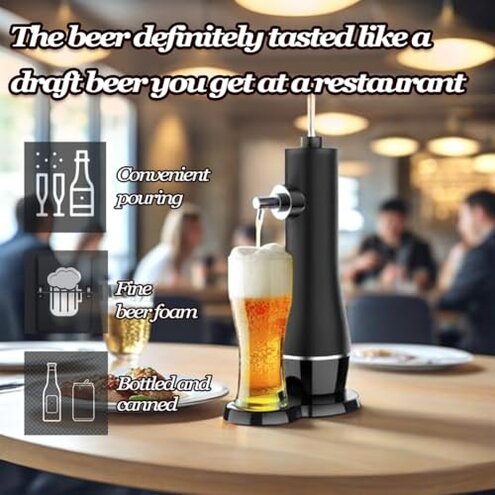 YRJCHCG Draft Beer Dispenser, Beer Foam Maker, Beer Draft System for Canned and Bottled, Beer Gifts for Men, Father's Day, Birthday, Black