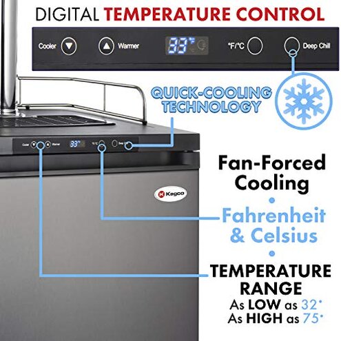 Kegco HBK309S-2 Home Brew Keg Dispenser, Stainless Steel, 2 Tap