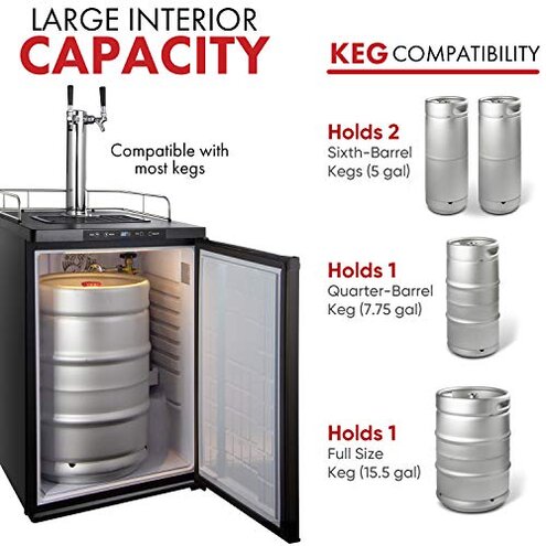 Kegco HBK309S-2 Home Brew Keg Dispenser, Stainless Steel, 2 Tap