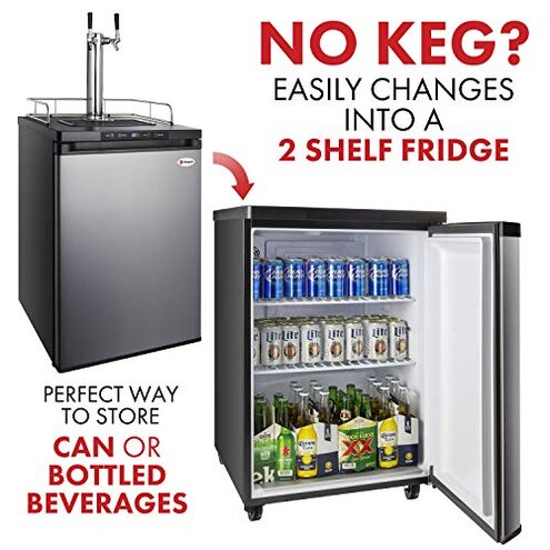 Kegco HBK309S-2 Home Brew Keg Dispenser, Stainless Steel, 2 Tap