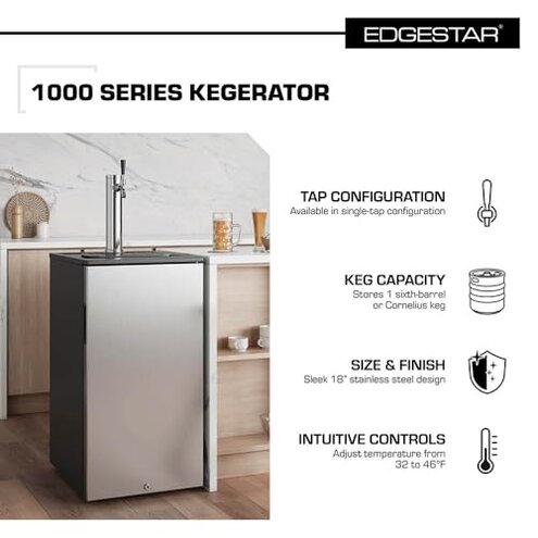 EdgeStar KC1000SS Craft Brew Kegerator for 1/6 Barrel and Cornelius Kegs