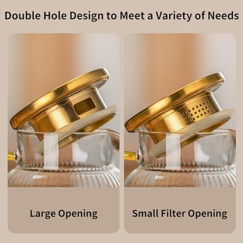 Buaic 2 PACK Glass Pitcher with Lid, 68 oz/ 2 Liter Classic Vertical Stripes Water Pitcher with Yellow Handle,Glass Water Carafe for Cold Brew, Coffee, Lemonade, Iced Sun Tea,Beverage,Heat Resistant