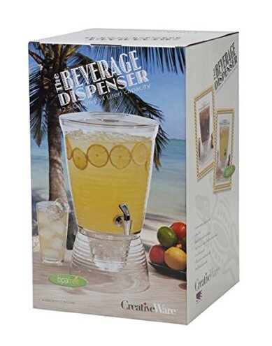 CreativeWare Bark Beverage Dispenser, 2.5 Gallon, Clear, (Pack of 1)