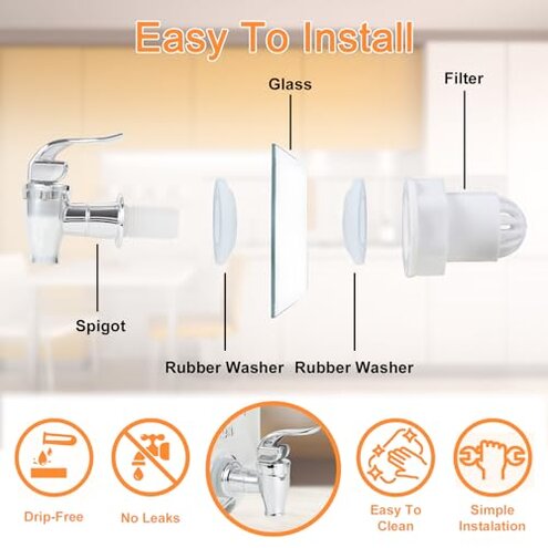 1 Gallon Glass Drink Dispensers For Parties-Set of 2,Drink Dispenser with Fruit Infuser & Stand,Juice or Beverage Dispenser for BBQ, Picnic, Party,Laundry Detergent Dispenser