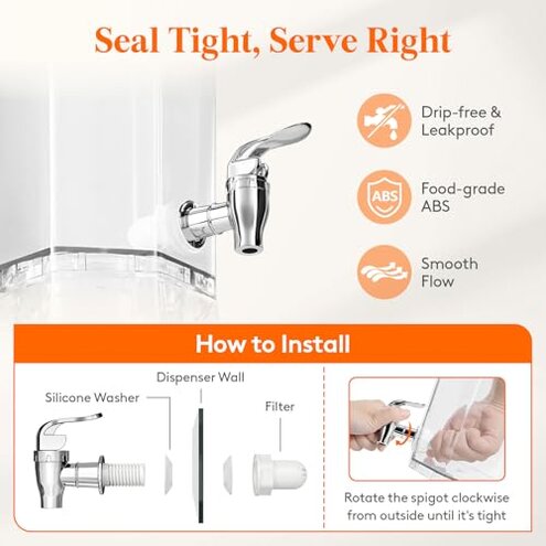 Lifewit 1 Gallon Drink Dispensers for Parties 2 Pcs (in 1 Package), 4L Plastic Beverage Containers with Stand for Juice/Tea/Soda/Water, Clear Ice Lemonade Dispensers with Lid & Leak-proof Spigot