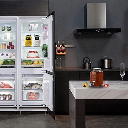 1 Gallon Drink Dispenser with Spigot 18/8 Stainless Steel &ndash; Airtight & Leakproof Glass Sun Tea Jar with Anti-Rust Lids, Beverage Dispenser for Parties - Laundry Detergent Holder