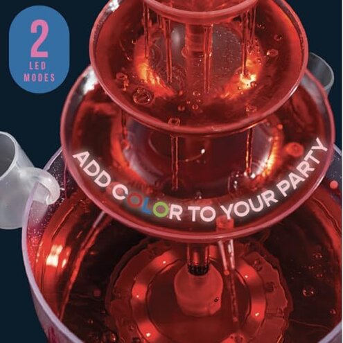 Kusini Drink Fountain for Parties - 1.5 Gal, 3 Tier Punch Bowl Drink Tower, LED Base, 4 Reusable Cups - Drink Dispenser Machine for, Juice, Punch, Pani Puri Fountain for Party Hosting Supplies