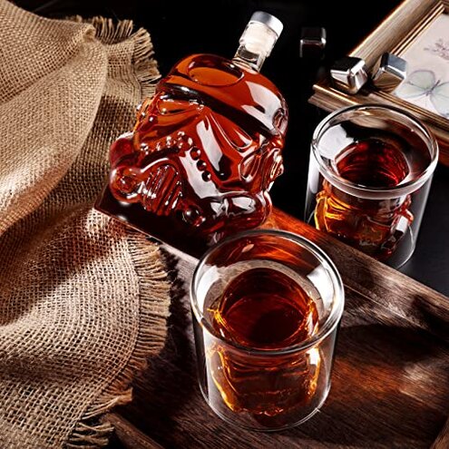 Whiskey Decanter Set, Whiskey Decanter with 2 Glasses, Decanter Set for Men Scotch Bourbon Vodka, Bosses Day Gifts for Men Dad Husband Boyfriend