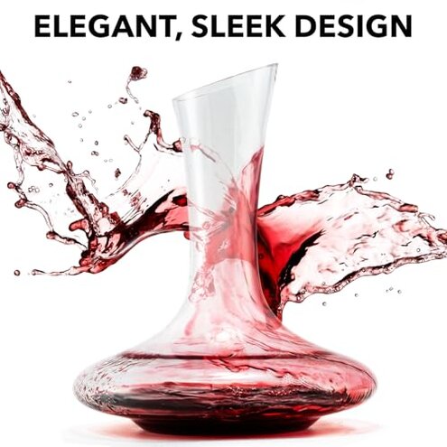 Le Chateau Large Elegant Crystal Wine Decanter with Aerator – 750ml Glass Decanter – Hand-Blown Lead-Free Clear Glass Carafe with Aerator – Hand Held Gifts Red Wine Accessories/for Wine Lovers