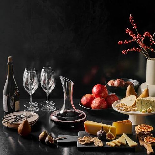 Large Elegant Red Wine Decanter Aerator Pourer - 100% Hand Blown Lead-Free Clear Crystal Glass - Wine Carafe Bottle, Wine Lovers Accessory Gift - 1600ml.