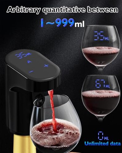 5-in-1 Electric Wine Decanter with Aerator,Digital Alcohol Bottle Dispenser Adjustable Dosing,Smart Whiskey Pourer, Liquor/Spirits Pump Automatic,Nice Gifts for Women Men Mom Dad Husband Boss(Black)