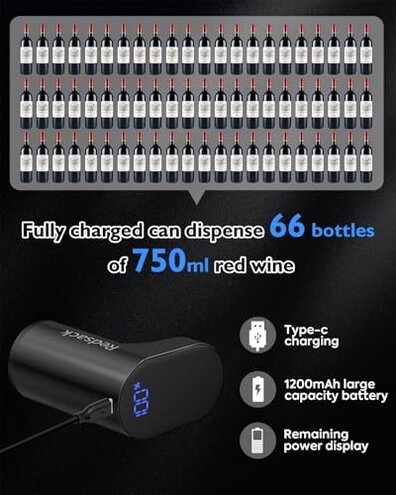 5-in-1 Electric Wine Decanter with Aerator,Digital Alcohol Bottle Dispenser Adjustable Dosing,Smart Whiskey Pourer, Liquor/Spirits Pump Automatic,Nice Gifts for Women Men Mom Dad Husband Boss(Black)