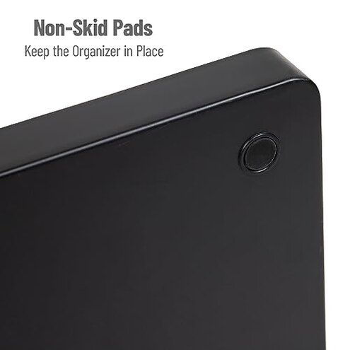 Mind Reader Extra Large Cup and Condiment Station, Countertop Organizer, Coffee Bar, Kitchen, Stirrers, 24"L x 11.5"W x 12.5"H, Black