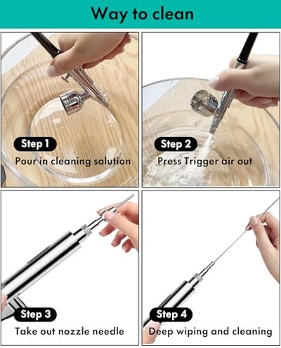 Gocheer Airbrush Kit with Air Compressor, 40 48 PSI High Pressure Air Brush Non-Clogging with 0.2/0.3/0.5mm Nozzle/Cleaning Sets, Ideal for Painting, Modeling, Cake Decor, Makeup (Black, 40 PSI)