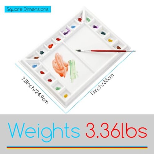MEEDEN Ceramic Watercolor Palette：Large Porcelain Artist Paint Palette Rectangle 13 x 9.8 inch - Art Mixing Tray for Gouache, Watercolor, Acrylic Painting - Without a Lid