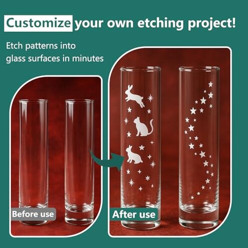 DINGSEN Glass Etch Paste Kit - 300g, Create Permanently Stunning Designs on Glass Surfaces, Perfect for DIY Mirrors, Windows, Glassware